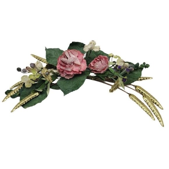 Vintage HOMCO Home Interiors and Gifts 1382 Metal Sculpture 4975 Pink Flower - Picture 1 of 9